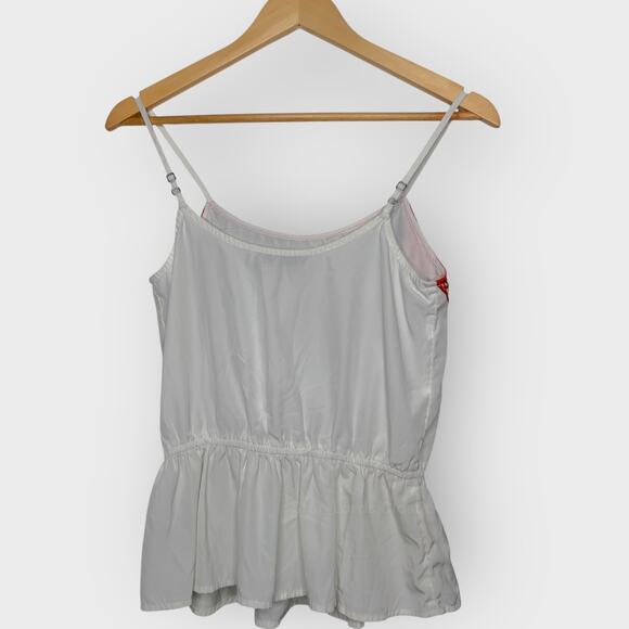 Abercrombie & Fitch Embroidered Peplum Tank Top | XS White Red Geo Print Boho - Picture 6 of 7